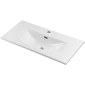 Lavabo Skelbolu 80x57x39 cm con espejo LED en aspecto roble [en.casa]
