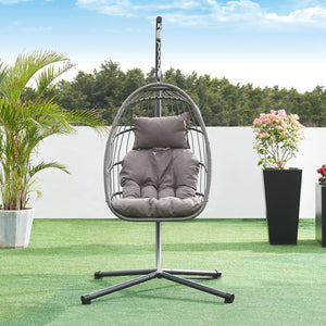 Silla colgante Edeng con estructura 196x110x95 cm Gris [en.casa]