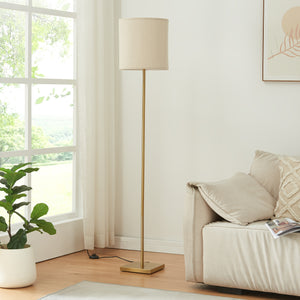 Lámpara de pie Fildholm 157cm color latón / aspecto lino [lux.pro]