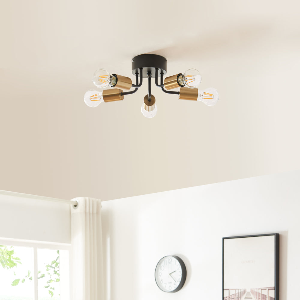 Lámpara de techo Barrow negro/oro [lux.pro] - premiumXL