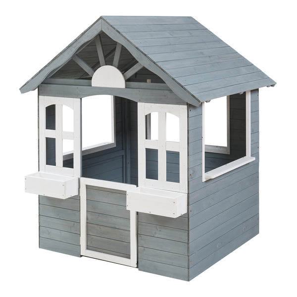 Casita infantil Vesa 138x120x102 cm Madera de abeto Gris [casa.pro]