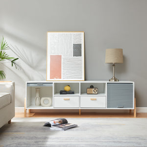 Mueble de televisión Kvaefjord 160x40x52 cm Blanco/Gris [en.casa]