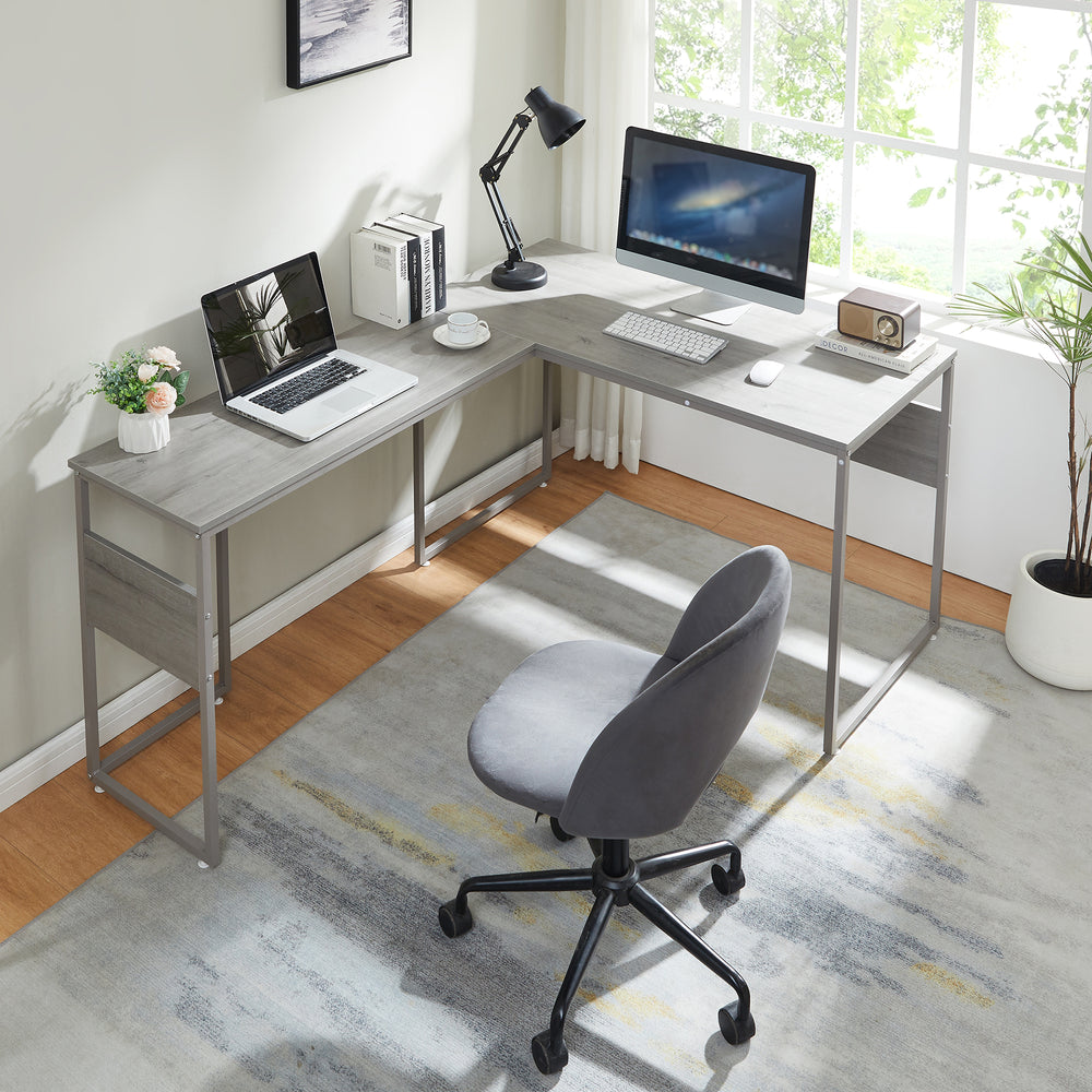 Escritorio Karlstang en forma de L 166x120x75 cm gris claro [en.casa] - premiumXL