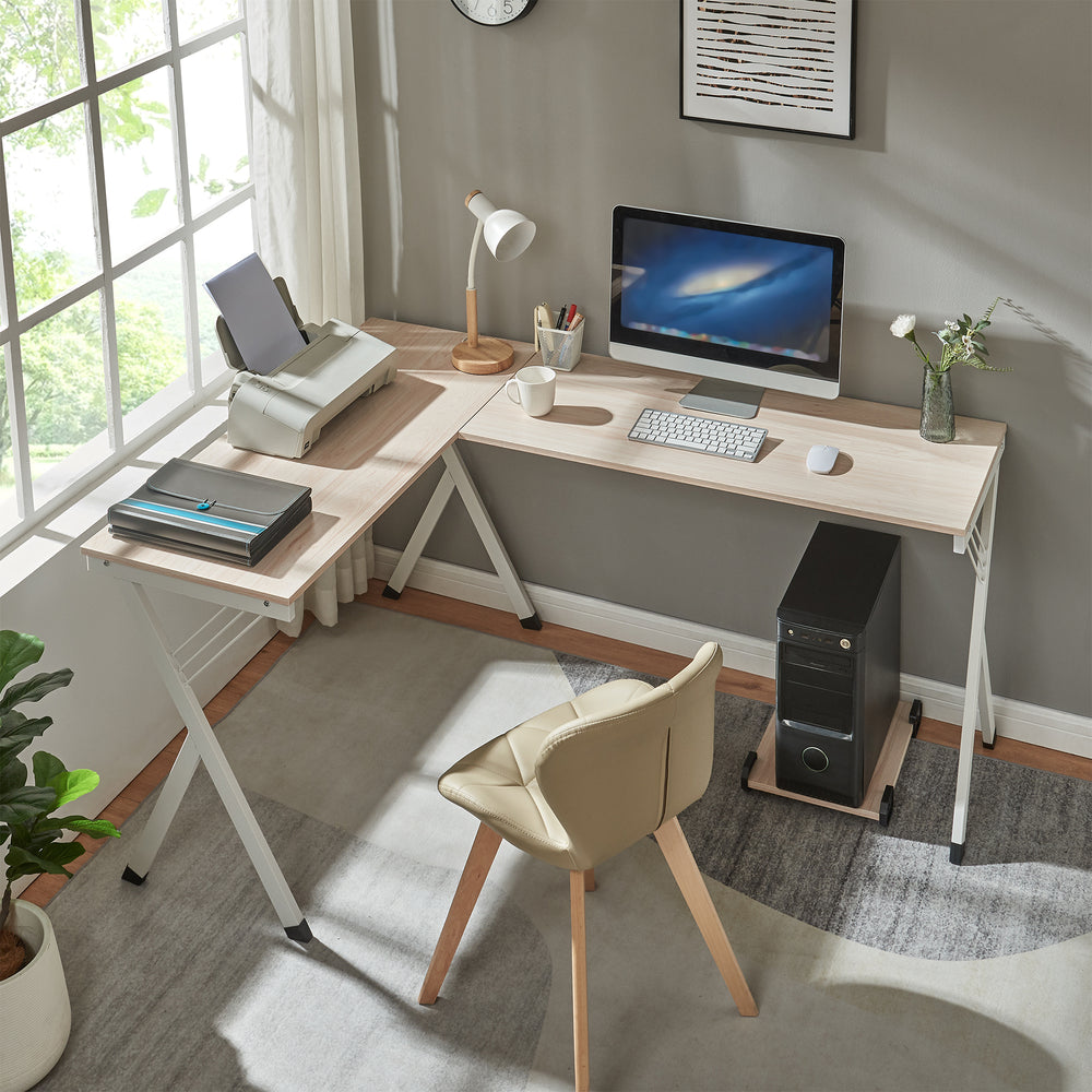 Escritorio Tarielarg con soporte para PC - en forma de L 158x120x75 cm aspecto roble [en.casa] - premiumXL