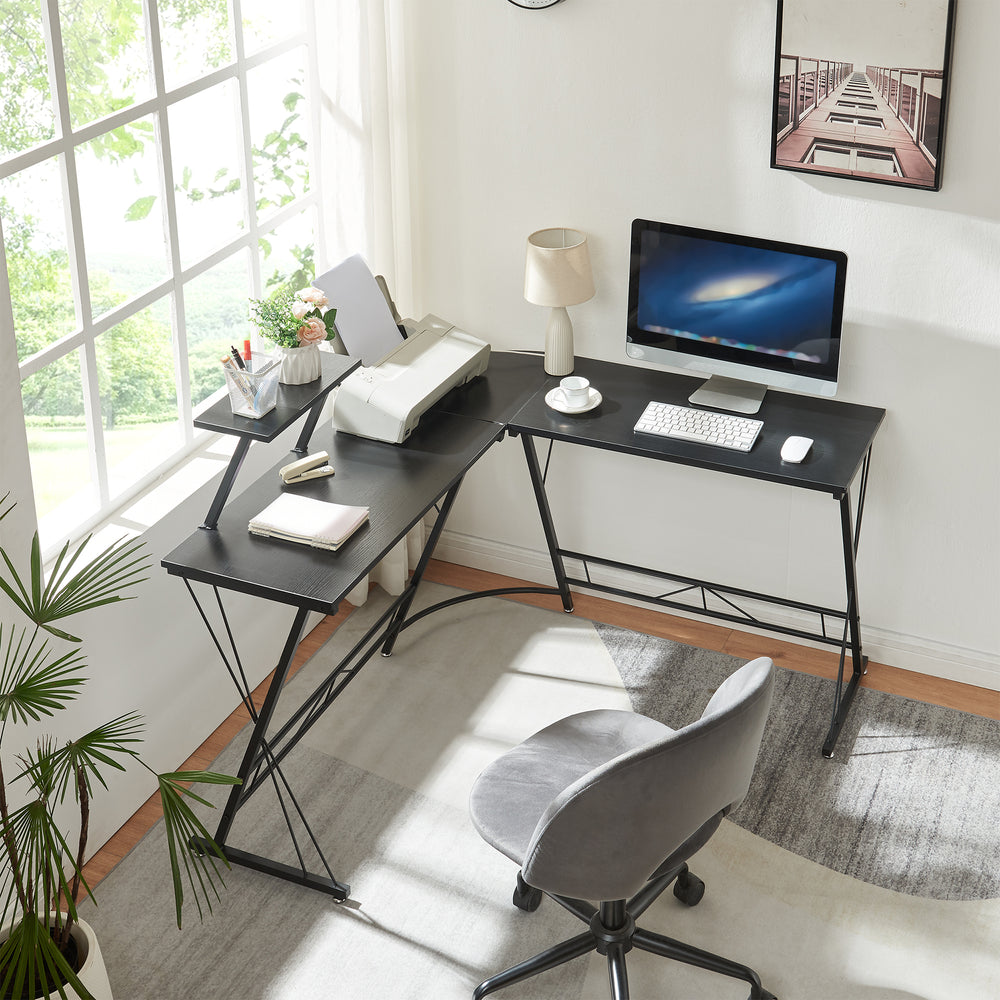 Escritorio Yremso en L 122x122x98 cm negro [en.casa] - premiumXL