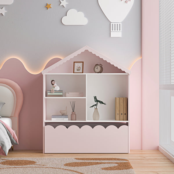 Estantería para niños Vestnes 114x91x30 cm Cotton Candy/Blanco [en.casa]