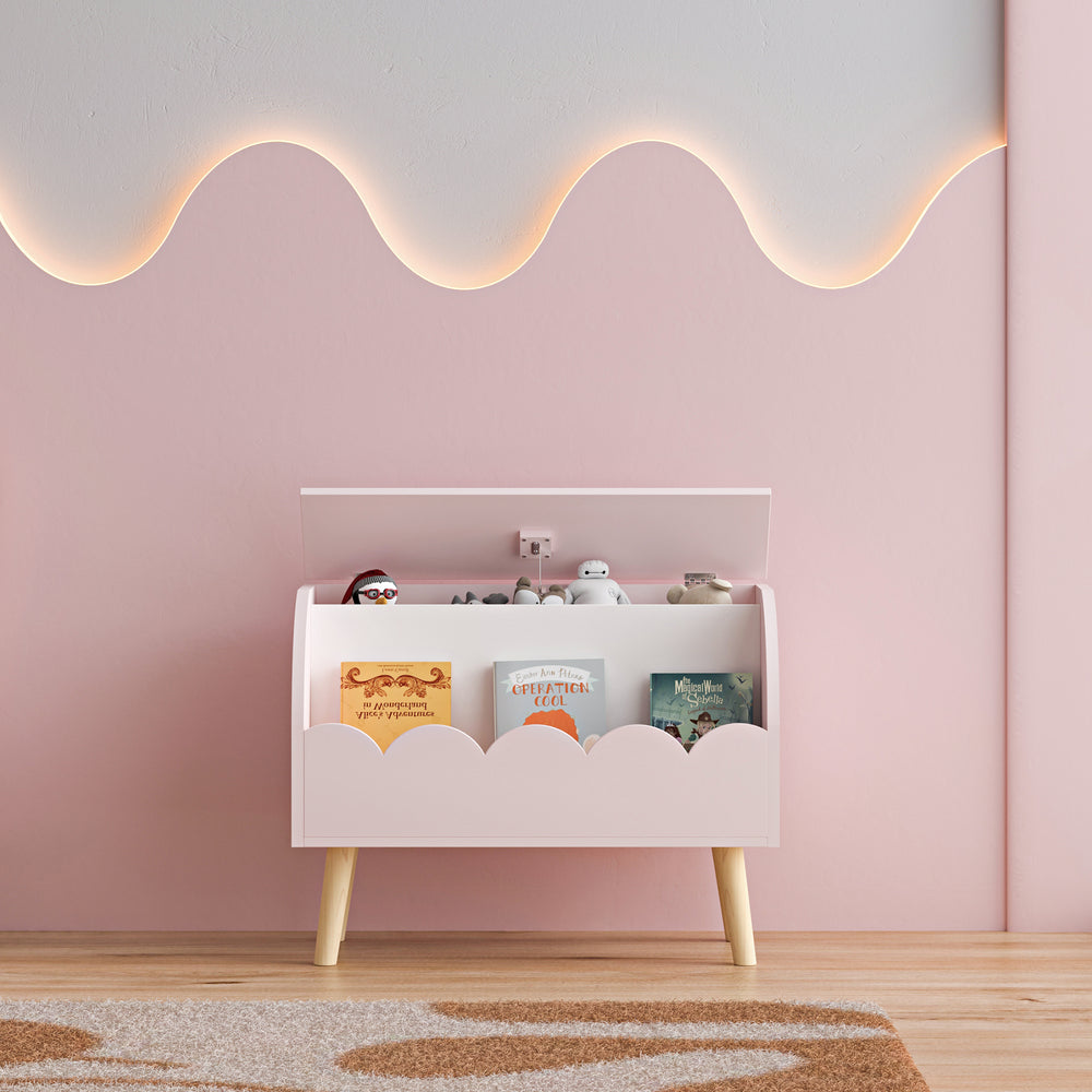 Baúl de juguetes Vestnes 60x30x44 cm Cotton Candy/Blanco [en.casa] - premiumXL