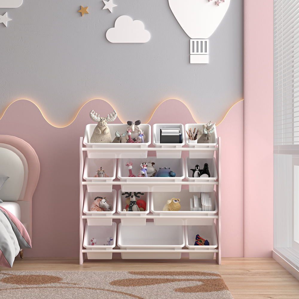 Estantería infantil Vestnes con 12 cajas de almacenamiento 78x86x27 cm Cotton Candy/Blanco [en.casa] - premiumXL