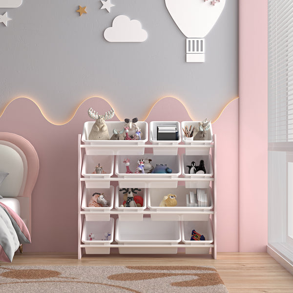 Estantería infantil Vestnes con 12 cajas de almacenamiento 78x86x27 cm Cotton Candy/Blanco [en.casa]