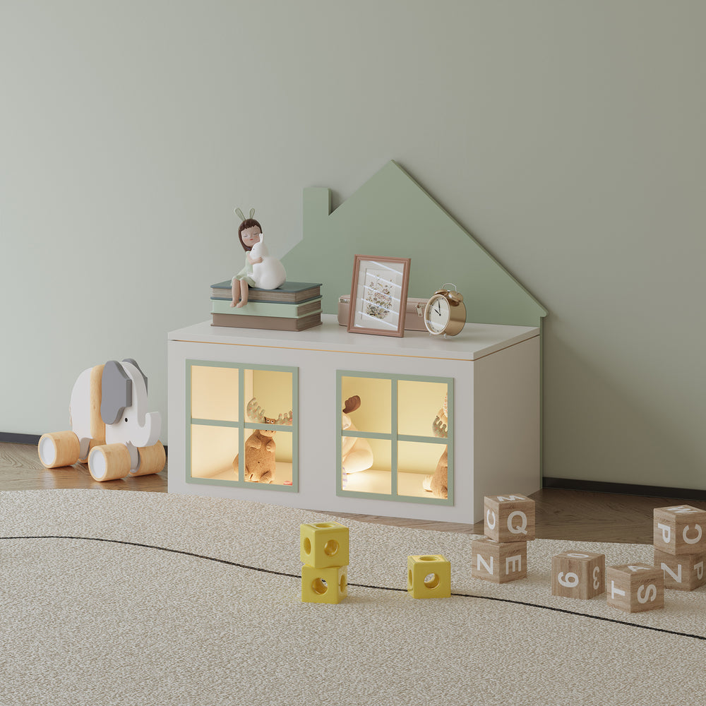 Caja de juguetes Vipsali 56x60x33 cm verde menta/blanco [en.casa] - premiumXL