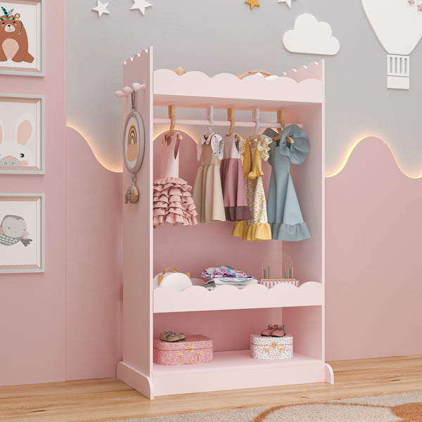Perchero burro infantil Vestnes con espejo Rosa [en.casa] 