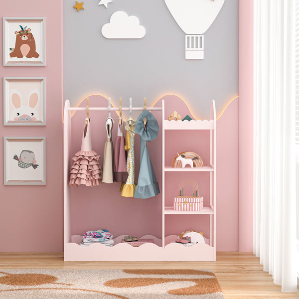 Perchero infantil Vestnes con espejo 100x94x38 cm Cotton Candy [en.casa]