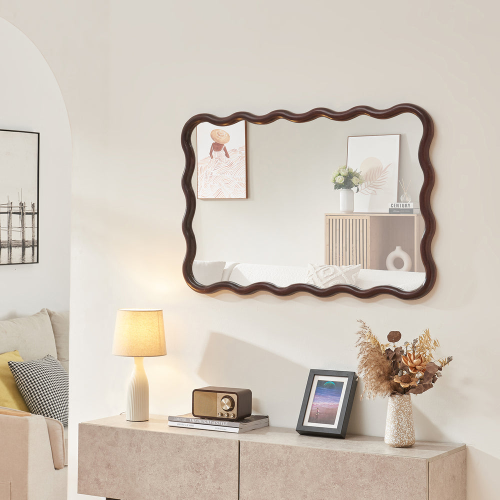 Espejo de pared Porloskid 90x60 cm marrón oscuro [en.casa] - premiumXL