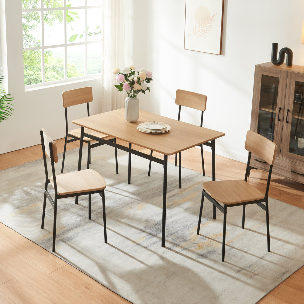 Conjunto de comedor Pollenev 5 piezas negro/roble óptica [en.casa] - premiumXL