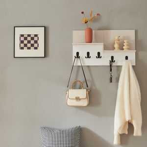 Perchero de pared Botaruvn con 2 estantes 34x59x13 cm Beige/Blanco [en.casa]