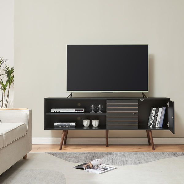 Mueble de televisión Vare 160x40x66 cm Negro [en.casa]