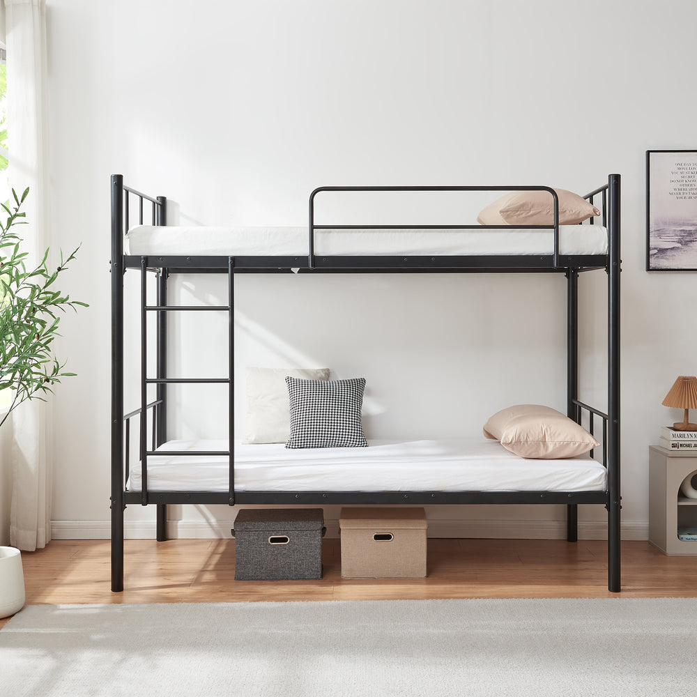 Litera de metal Berimma 90x200 cm Negro [en.casa]