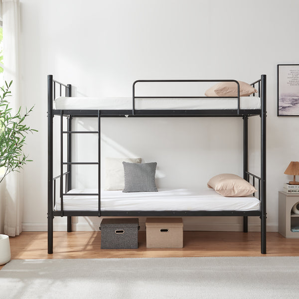 Litera de metal Berimma 90x200 cm Negro [en.casa]