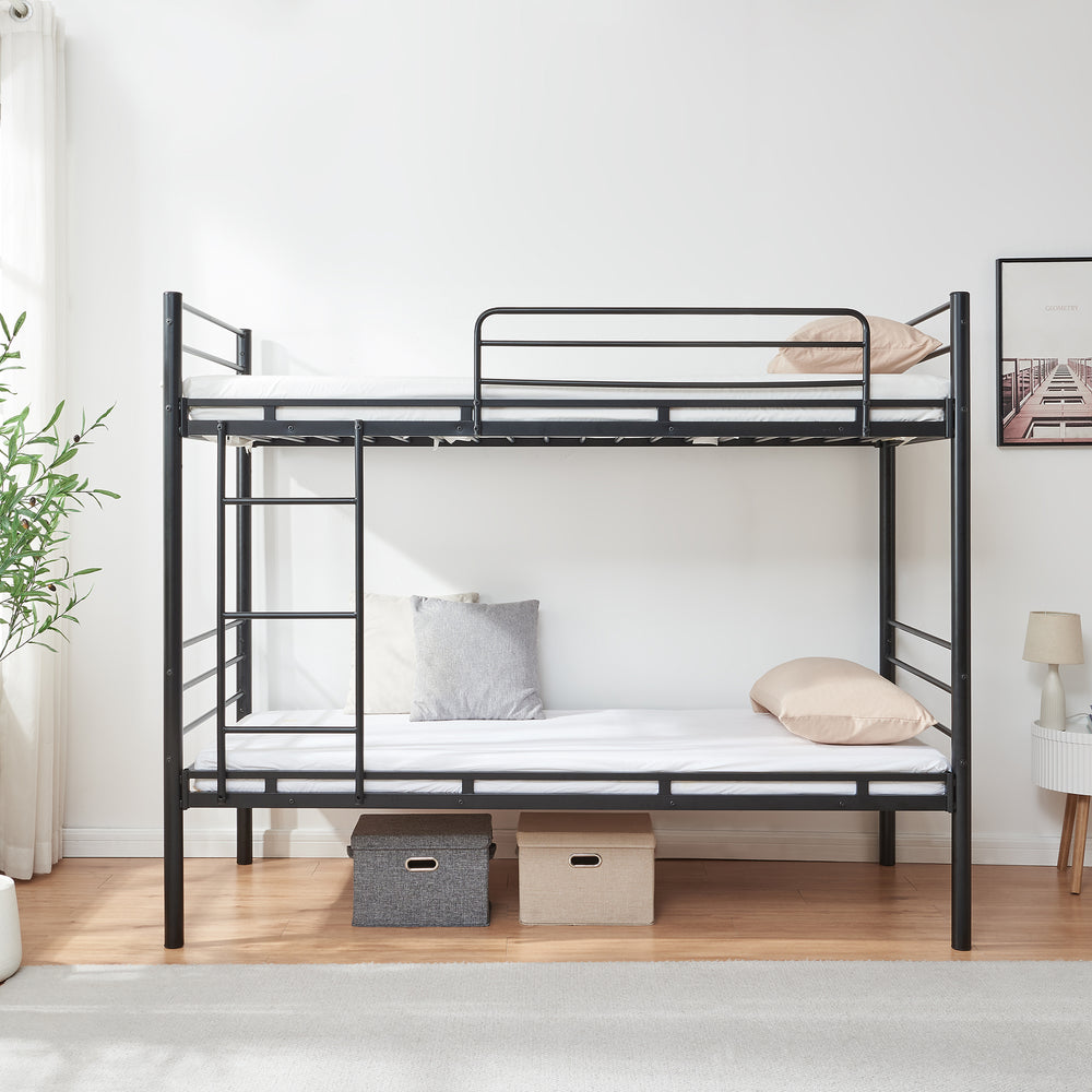 Litera de metal Bevapis 90x200 cm Negro [en.casa]