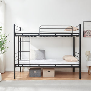 Litera de metal Bevapis 90x200 cm Negro [en.casa]