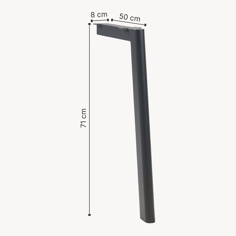 Esquema acotado Patas de mesa Hostang juego de 4 50x8x71 cm negro [en.casa]