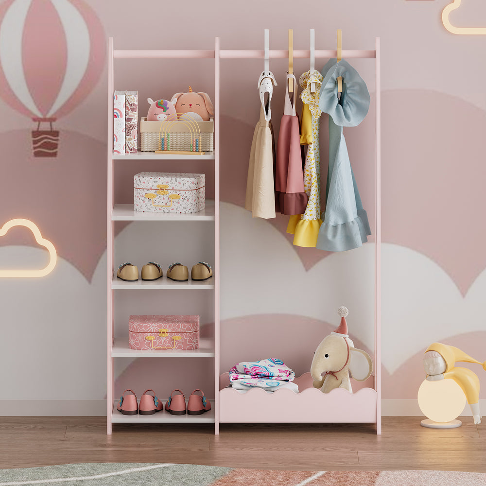 Perchero infantil Vestnes 114x77x30 cm Cotton Candy/Blanco [en.casa] - premiumXL