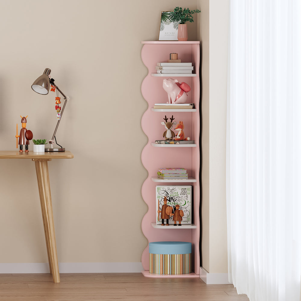 Infantil - Estantería de esquina Vestnes 108x27x27 cm Cotton Candy/Blanco [en.casa] - premiumXL