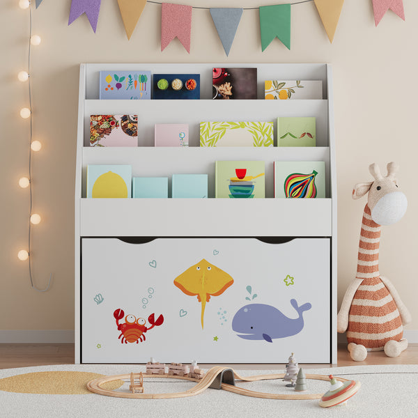 Estantería infantil Aarnskona 70x63x30 cm Motivo Aqua Dream [en.casa]