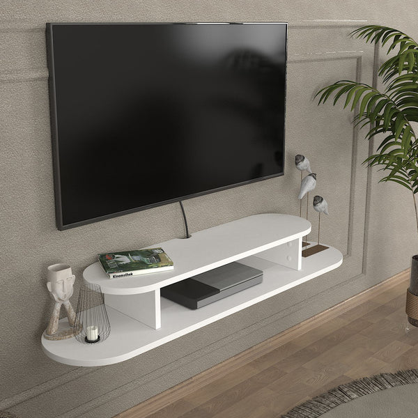 Mueble bajo de TV colgante Targema 120x30x16 cm Blanco [en.casa]