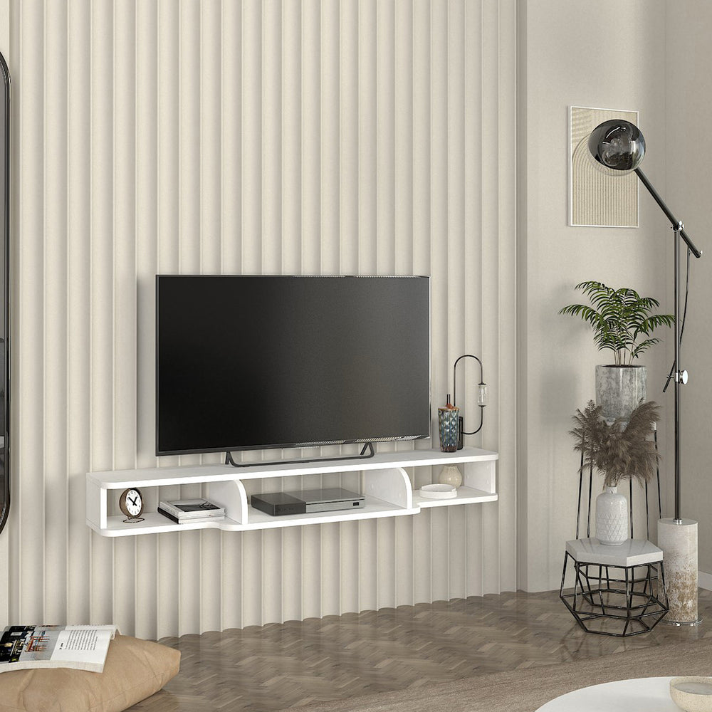 Mueble bajo de TV colgante Aar 135x30x16 cm blanco [en.casa] - premiumXL