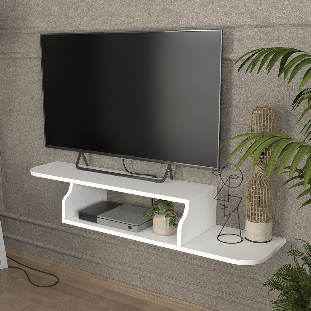 Mueble bajo de TV colgante Kershaby 120x30x19 cm blanco [en.casa] - premiumXL