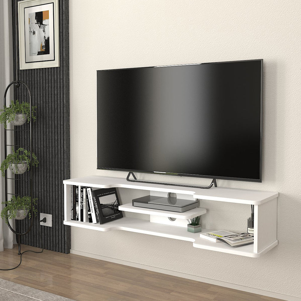 Mueble bajo de TV colgante Yrela 120x30x26 cm blanco [en.casa] - premiumXL