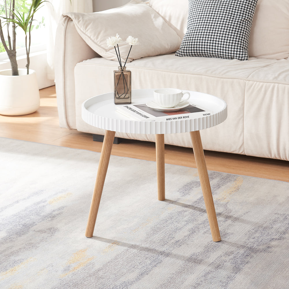 Mesa auxiliar Bongard Ø50x45 cm blanco [en.casa] - premiumXL