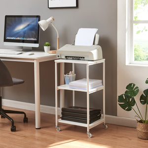Mesa de impresora con ruedas Janertu 82x39x35 cm Blanco [en.casa]