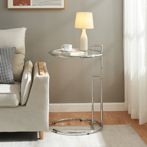 Mesa auxiliar regulable en altura Stare 50x57-77 cm vidrio transparente/cromado [en.casa]