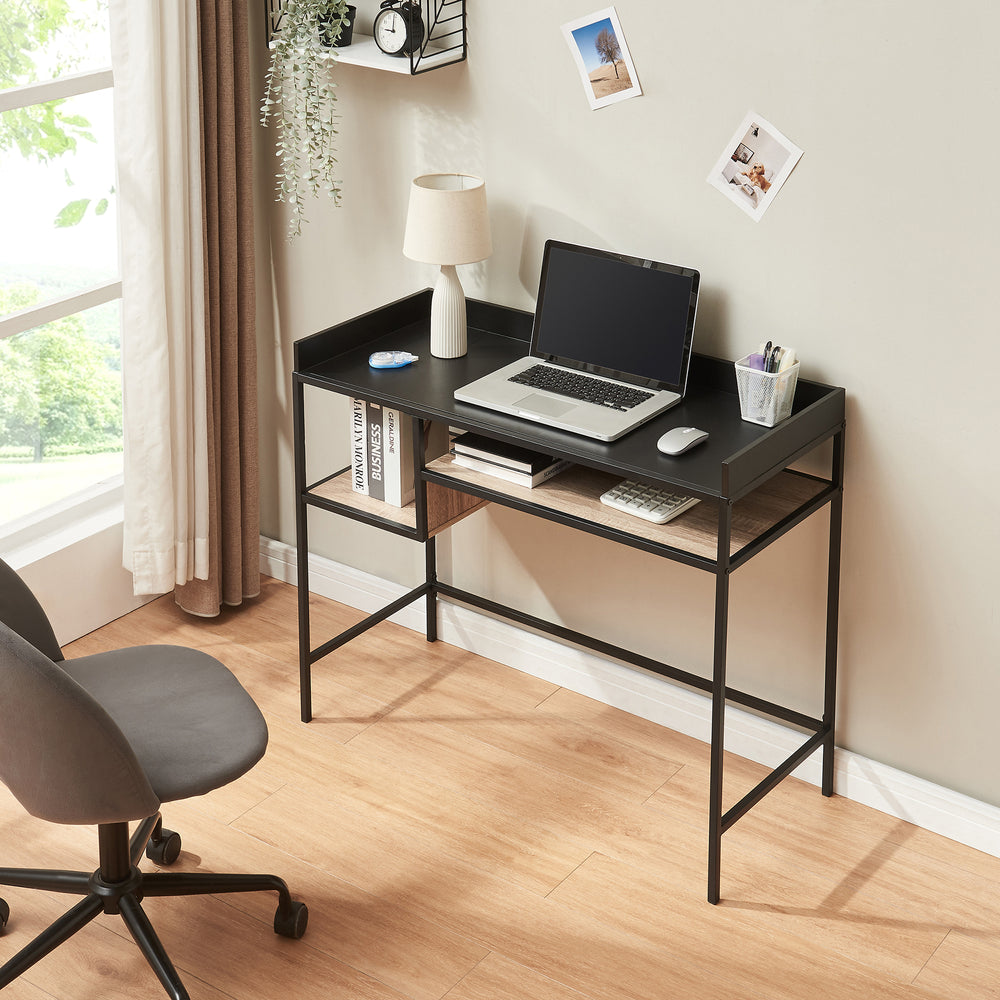 Escritorio Belana 100x43x82 cm negro/roble [en.casa] - premiumXL