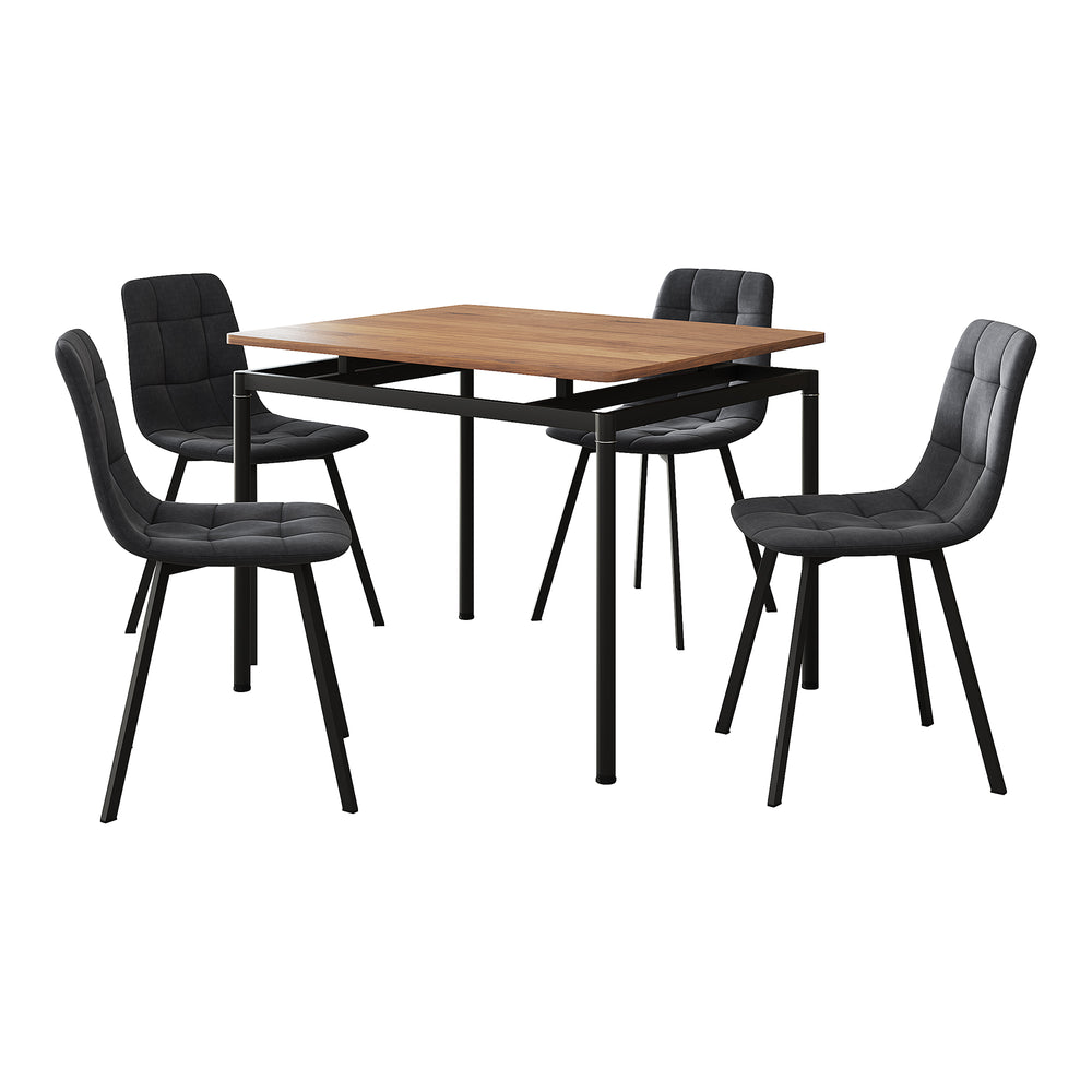 Grupo de comedor Hemnes de 5 piezas aspecto roble/gris oscuro [en.casa]
