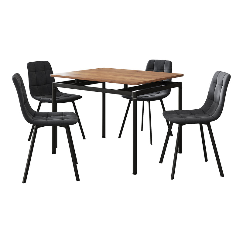 Esquema acotado Grupo de comedor Hemnes de 5 piezas aspecto roble/gris oscuro [en.casa]