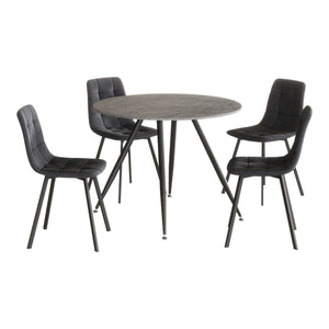 Grupo de comedor Fitjar de 5 piezas aspecto hormigón/gris oscuro [en.casa]