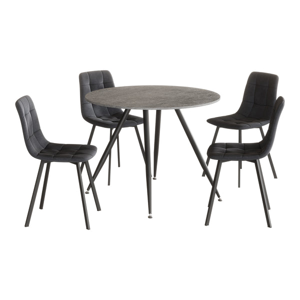 Grupo de comedor Fitjar de 5 piezas aspecto hormigón/gris oscuro [en.casa]