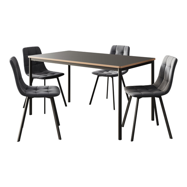 Grupo de comedor Lindesberg de 5 piezas en gris oscuro [en.casa]