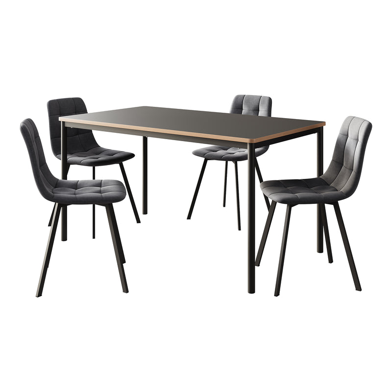Esquema acotado Grupo de comedor Lindesberg de 5 piezas en gris oscuro [en.casa]