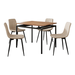 Grupo de comedor Hemnes de 5 piezas en aspecto roble/marrón claro [en.casa]