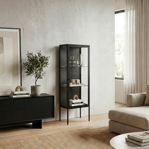 Vitrina Borshavisa 116x34x30 cm Acero Negro [en.casa]