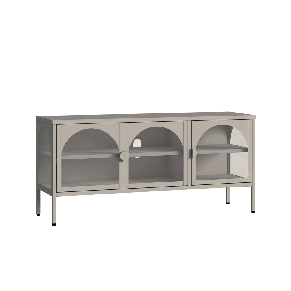 Vitrina Klippestad con 3 puertas arqueadas acero 118x35x55cm Gris cálido [en.casa]