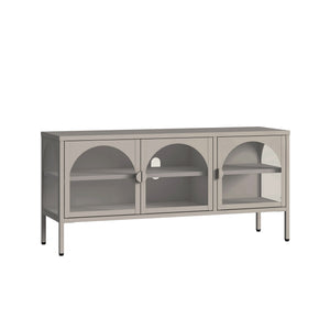 Vitrina Klippestad con 3 puertas arqueadas acero 118x35x55cm Gris cálido [en.casa]