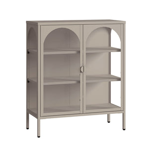 Vitrina Klippestad con 2 puertas arqueadas acero 95x80x35cm Gris cálido [en.casa]