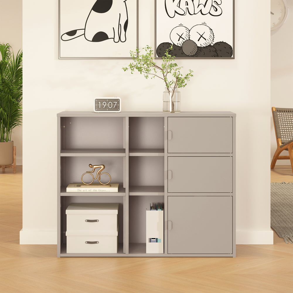 Archivador Kliri con 9 compartimentos metal 100x32x81cm - Camel [en.casa]