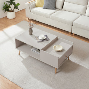 Mesa de centro Hallevil con cajón 106x59x44 cm Gris claro [en.casa]