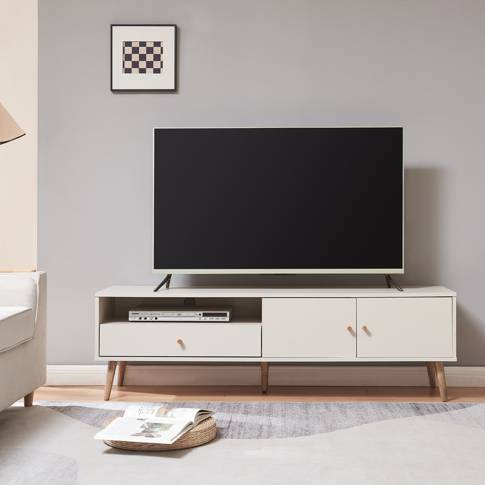 Mueble para TV Hallevil 150x39x45 cm blanco [en.casa] - premiumXL